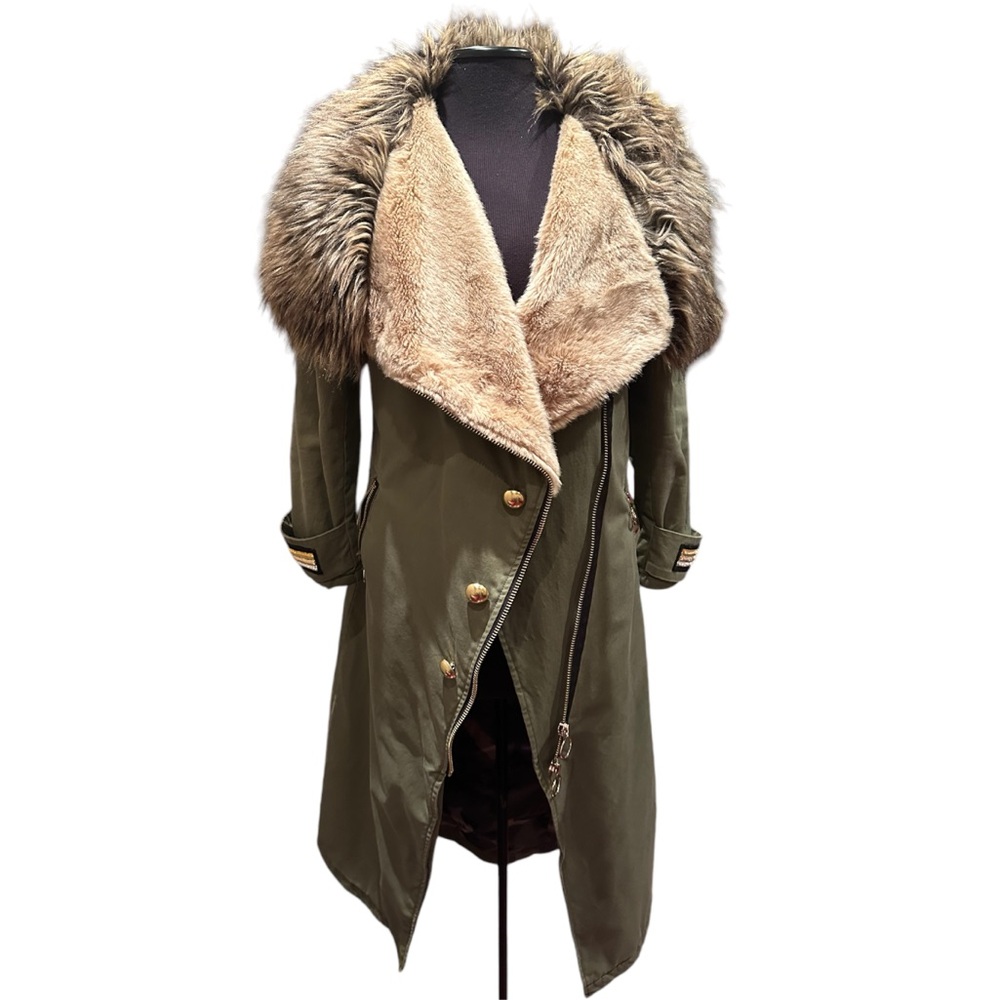 PINKO Faux Fur Military Parka - Picture 2 of 15